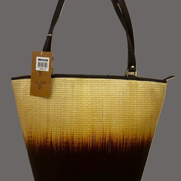 Sac Buri Palm Rattan Woven Ombre' Philippine's Shoulder Bag w/ Gold Hardware NWT - Picture 4 of 12